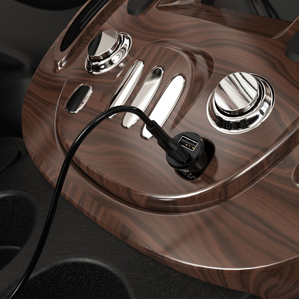 Автомобільний зарядний пристрій T-PHOX Charger Set 2.4A Dual+MicroUSB cable 1.2m (Чорний)