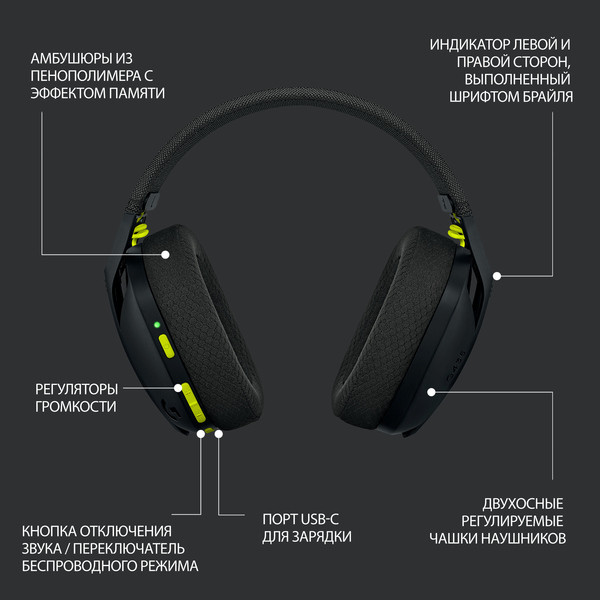 Наушники Logitech G435 Wireless Black (981-001050)