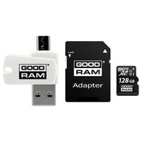 Карта памяти MicroSDXC 128GB UHS-I Class 10 Goodram + SD-adapter + OTG Card reader (M1A4-1280R12)