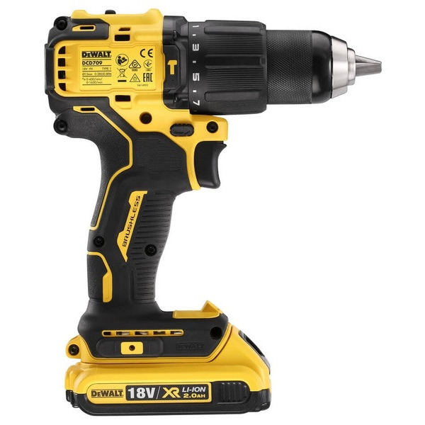 Дрель-шуруповерт аккумуляторная бесщёточная ударная DeWALT DCD709D2T