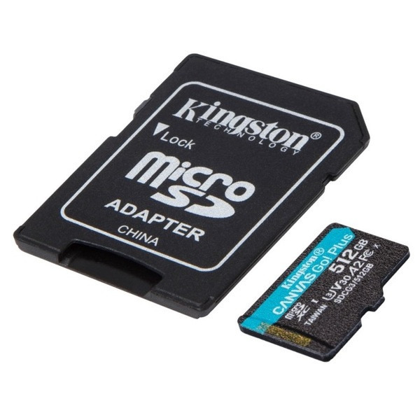 Карта пам`яти MicroSDXC 512GB UHS-I/U3 Class 10 Kingston Canvas Go! Plus R170/W90MB/s + SD-адаптер (SDCG3/512GB)