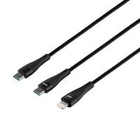 КабельHoco U102 Super 100W 2 in1 Type-C to Type-C+Lightning Black