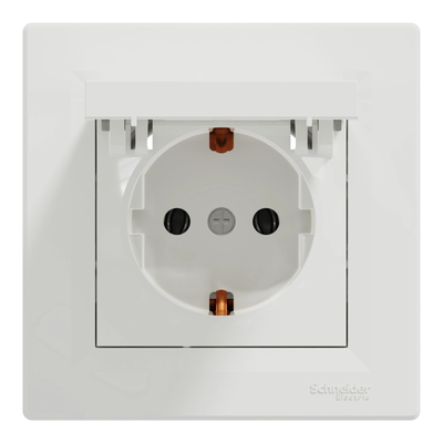 Schneider Electric ASFORA EPH3100121 Розетка одинарная с заземлением и крышкой