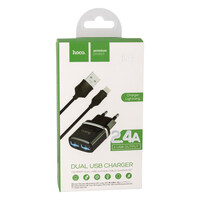 Мережевий Зарядний Пристрій Hoco C12, Cable Lightning, Black