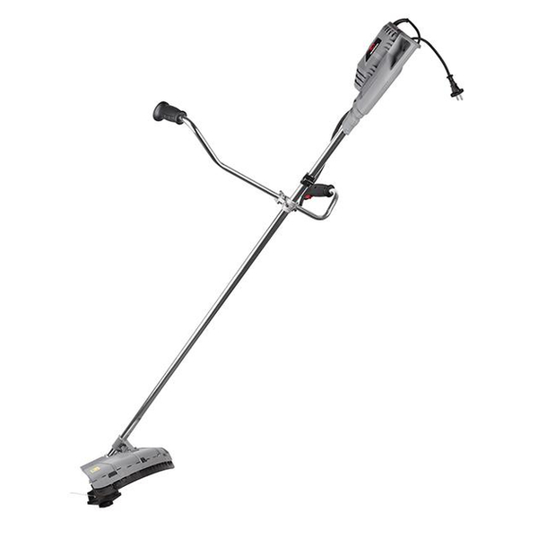 Тример електричний, 1400 Вт, 230 В~50 Гц, 7500 об/хв, плавний пуск,рем.привід, діаметр обертання диска/ліски 255/420 мм, котушка + 3-х зубчастий ніж INTERTOOL DT-2258