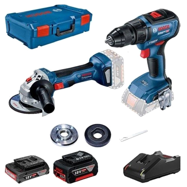 Шурупокрут-дриль + Шліфмашина кутова Bosch GSR 18В-50 + GWS 180-LI