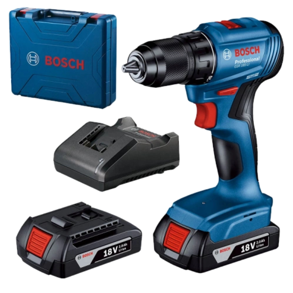 Безщітковий акумуляторний дриль-шуруповерт Bosch Professional GSR 185-LI, 18В, 2 ак. GBA 18 В 2.0 Амп.год, зарядний пристрій GAL 18V-20, валіза (06019K3000)