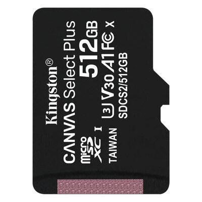 Карта памяти MicroSDXC 512GB UHS-I/U3 Class 10 Kingston Canvas Select Plus R100/W85MB/s (SDCS2/512GBSP)