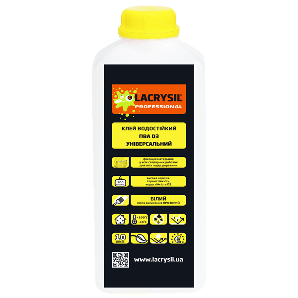 Клей водостійкий ПВА D3 Прозорий / 2 kg
