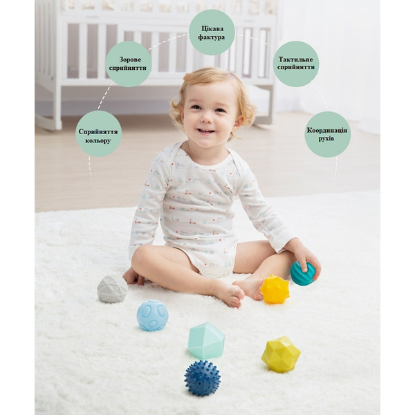 Набір текстурних силіконових М'ячиків, що розвивають, Beiens 6 шт (YZ48)