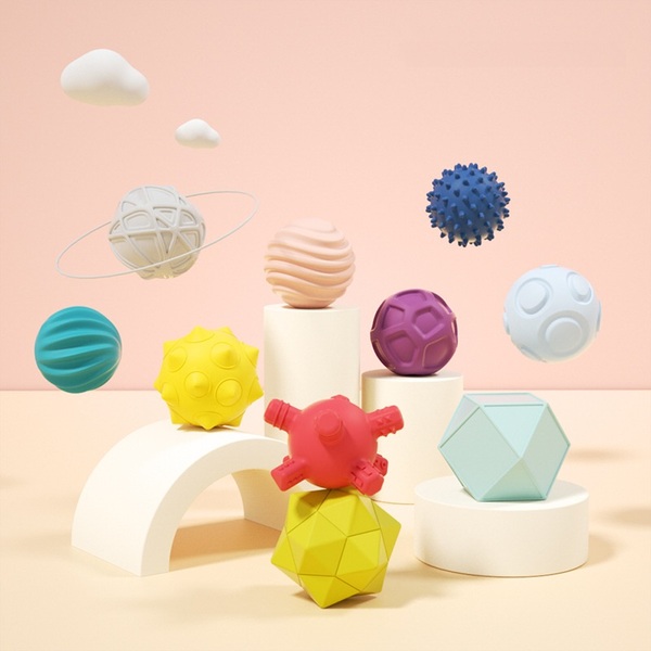 Набір текстурних силіконових М'ячиків, що розвивають, Beiens 10 шт (YZ50)