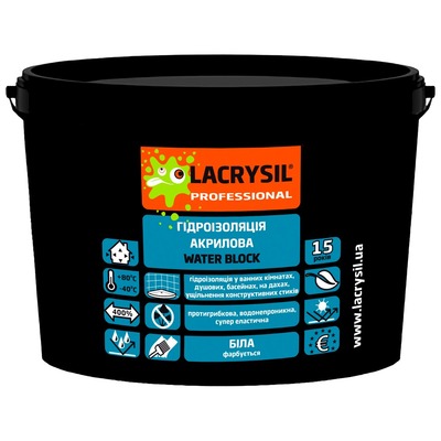 Гідроізоляція LACRYSIL  акрилова WATER BLOCK Білий / 1.2 kg