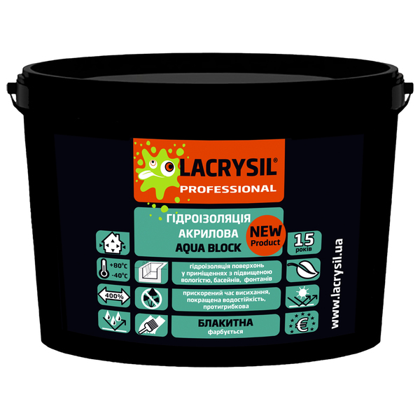 Гідроізоляція акрилова LACRYSIL  AQUA BLOCK Блакитний / 7 kg