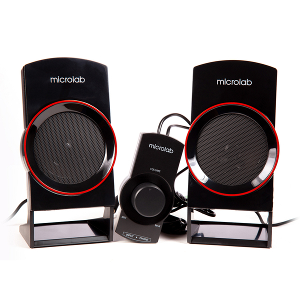 Комп'ютерні колонки 2.1 Microlab M-111, чорна з червоним