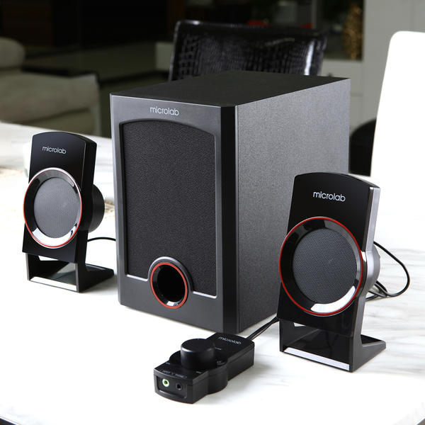 Комп'ютерні колонки 2.1 Microlab M-111, чорна з червоним