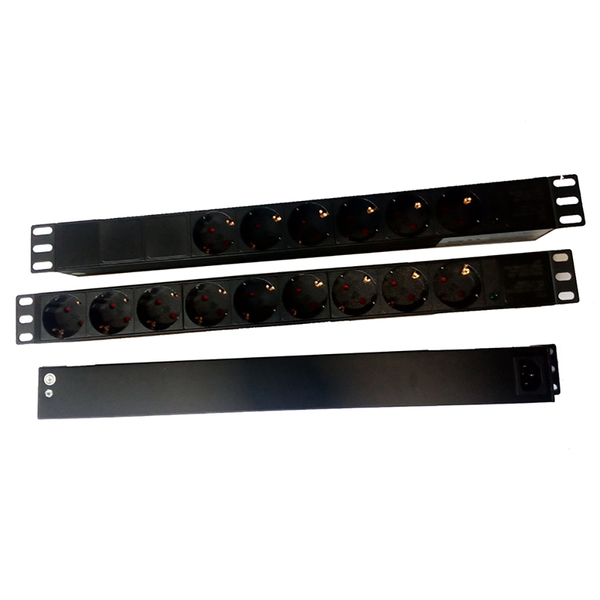 Фільтр мережевий 220В, 7 розеток, 19, 1U, 10А, з індикат., без шнура, чорний, Kingda