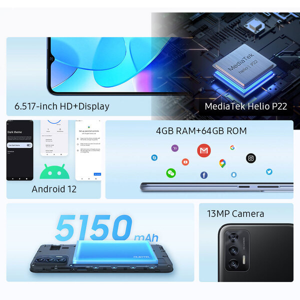 Смартфон Oukitel C31 Pro 6.5 HD+ /4GB/64GB/ MT6762 / 5150mAh Deep Blue