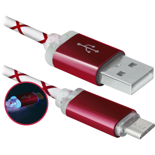 КабельUSB AM-micro BM, 1.0 м, червоний, 08-03LT Defender