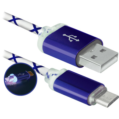 КабельUSB AM-micro BM, 1.0 м, синій, 08-03LT Defender