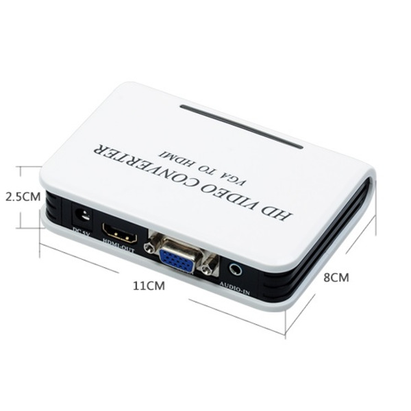 Переходник VGA 15F --> HDMI M v1.3, Jack 3.5 мм, пластик, белый RTL