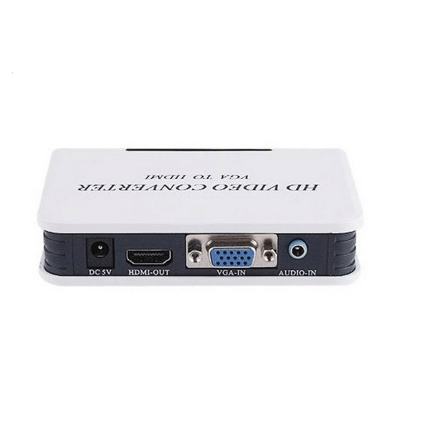 Переходник VGA 15F --> HDMI M v1.3, Jack 3.5 мм, пластик, белый RTL