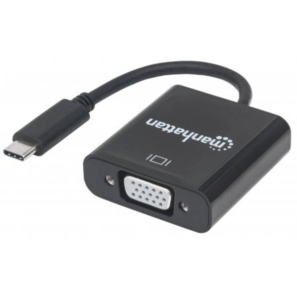 Перехідник USB3.1 Type-C --> VGA (F), чорний, Manhattan
