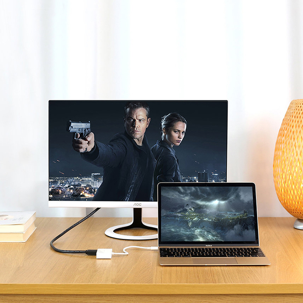 Адаптер Ugreen MM123 HDMI+VGA - USB Type-C (F/M), White (30843)