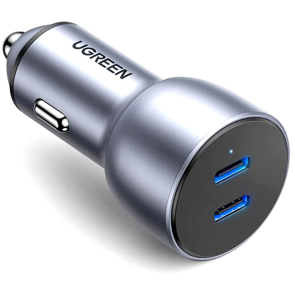 Автомобильное зарядное устройство для Ugreen CD213 (2xUSB 40W (USB-C) QC 3.0+ Gray (70594)