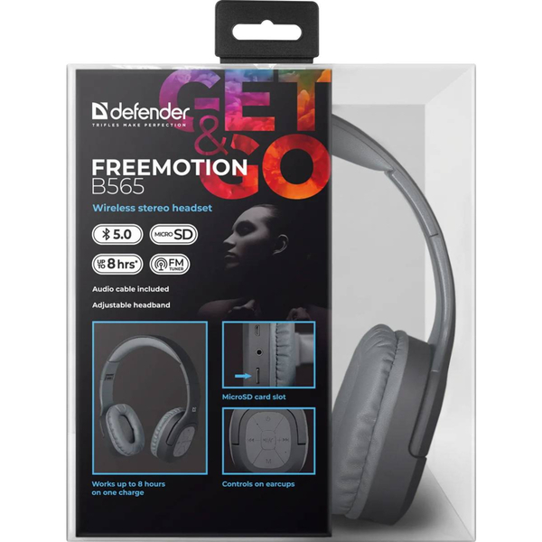 Навушники DEFENDER (63565)FreeMotion B565 Bluetooth, сірий