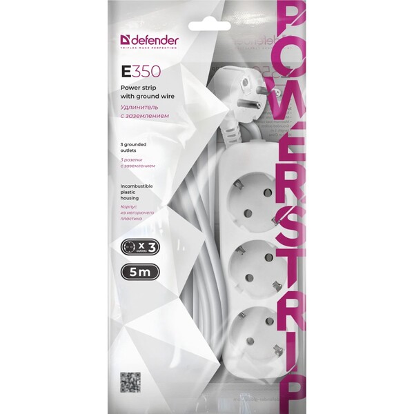 Мережевий фільтр DEFENDER (992230)E350 5.0 m 3 роз white UA