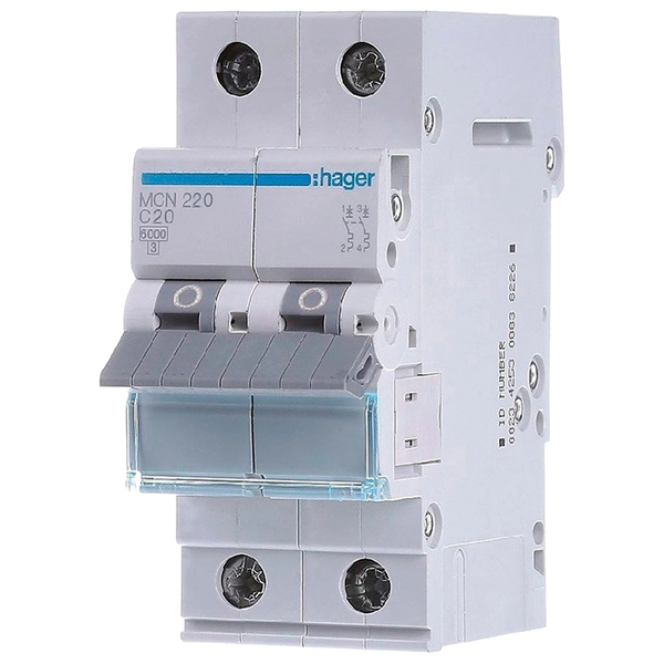 Двополюсний автоматичний вимикач Hager MCN220
