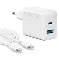 Мережевий зарядний пристрій Anker PowerPort 312 White, 20 W USB Type-C + кабель USB Type-C (B2348G21)