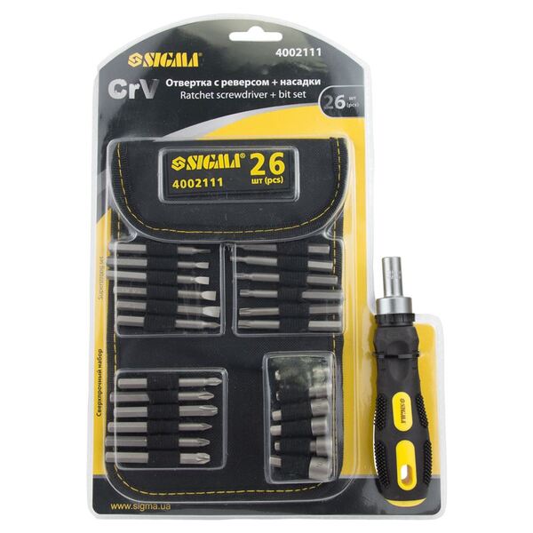Викрутка реверсивна з комплектом насадок Sigma (4002111)