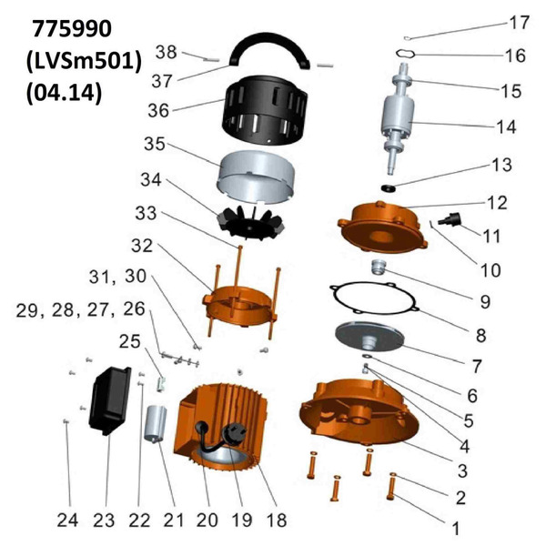 Насос відцентровий вертикальний 0.37кВт Hmax 22.5м Qmax 50л/хв LEO LVSm501 (775990)