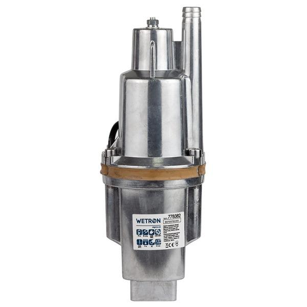 Насос вібраційний 0.25кВт H 75м Q 18л/хв Ø100мм 10м кабелю верхній вхід WETRON WVM60 (778382)