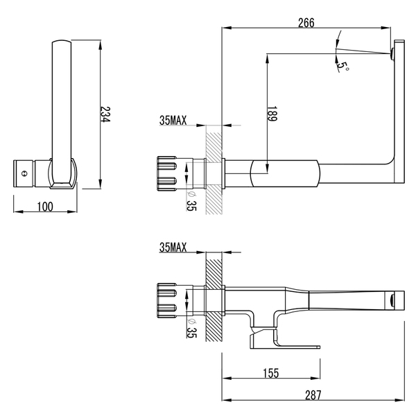 Змішувач COMO Ø35 для кухні Г-излив на гайці CORSO 9611100 (BF-4B229C)