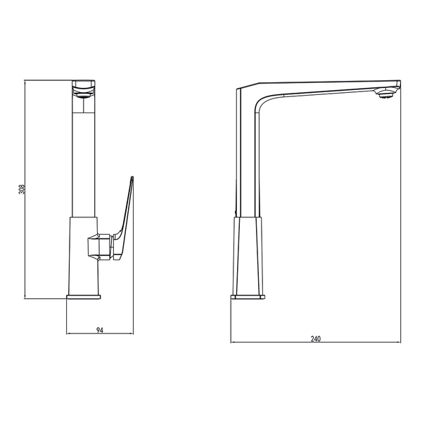 Змішувач BOLSENA Ø25 для кухні Г-ізлив на гайці CORSO 9614100 (CB-4B237C)