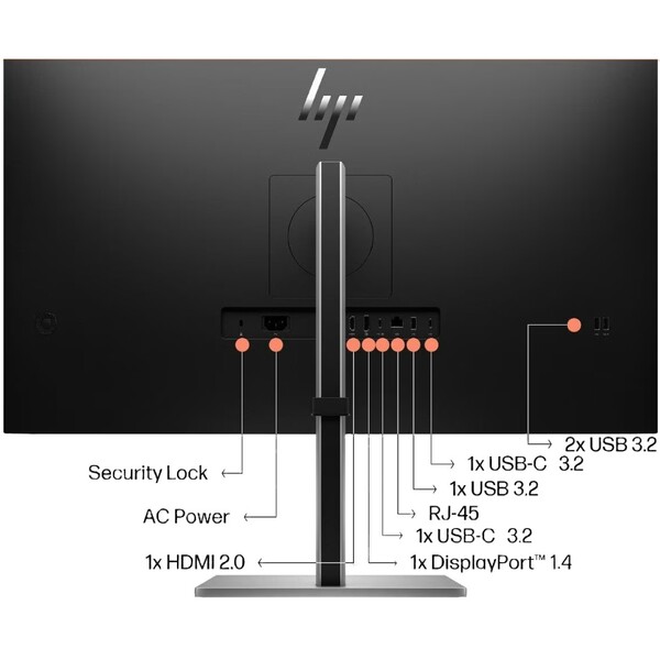 Монітор TFT 31.5 HP E32K G5, 4K UHD, IPS, HDMI, DP, USB-C, RJ-45, HAS, колонки, чорний