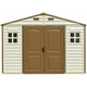 Сарай пластиковый Woodside 325x247x231 см слоновая кость, коричная крыша Сарай для сада дачи Хозблок Хозблок для сада
