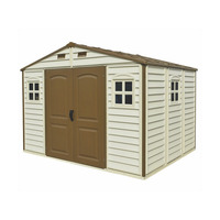 Сарай пластиковый Woodside 325x247x231 см слоновая кость, коричная крыша Сарай для сада дачи Хозблок Хозблок для сада