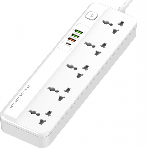 Фільтр живлення ProLogix Premium (PR-SC5415W) 5 розеток, 4 USB (1 PD +1 QC3.0 +2 AUTO ID), 2 м, білий