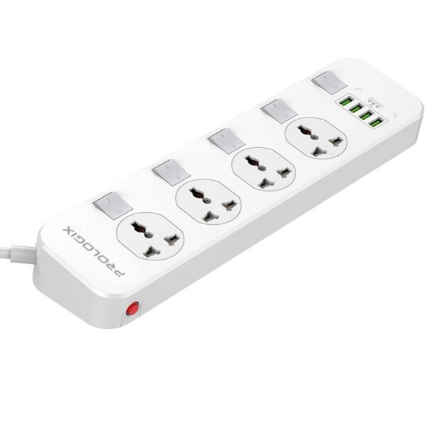 Фільтр живлення ProLogix Premium (PR-SC4408W) 4 розетки, 4 USB, 2 м, з вимикачами, білий