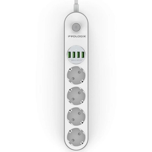 Фільтр живлення ProLogix Premium (PR-SE4432W) 4 розетки, 4 USB, 2 м, білий