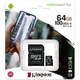 Карта памяти Kingston microSDXC 64GB Class 10 UHS-I R100MB/s + SD-адаптер (SDCS2/64GB)