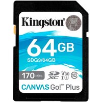 Карта памяти SDXC 64GB UHS-I/U3 Class 10 Kingston Canvas Go! Plus R170/W70MB/s (SDG3/64GB)