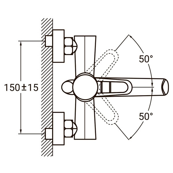 Змішувач HK Ø35 для ванни гусак прямий 150мм дивертор вбудований картріджний AQUATICA HK-2C130C (9732210)