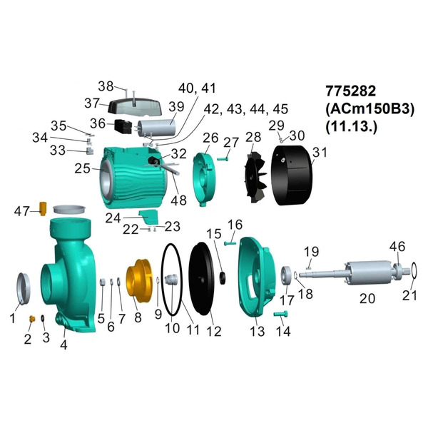 Насос відцентровий 1.5кВт Hmax 14.5м Qmax 1000л/хв 3 LEO 3.0 ACm150B3 (775282)