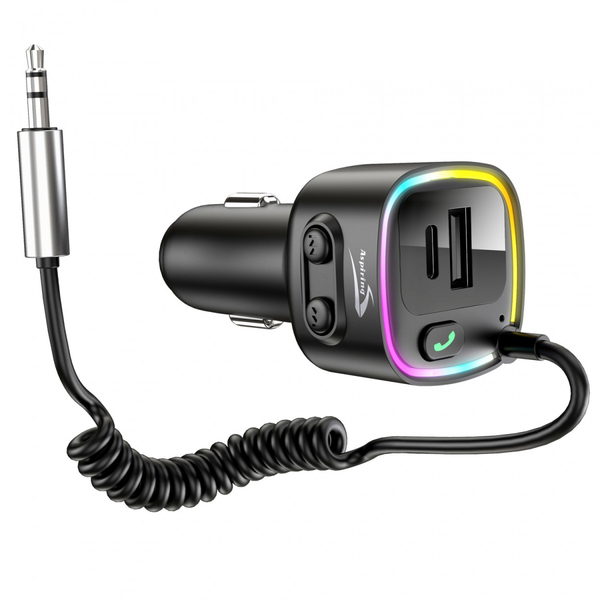 автомобильный FM-трансмиттер Aspiring Wave 7 PD 30W LED/Bluetooth/DSP/QC3.0, USB-C, 3.5мм кабель