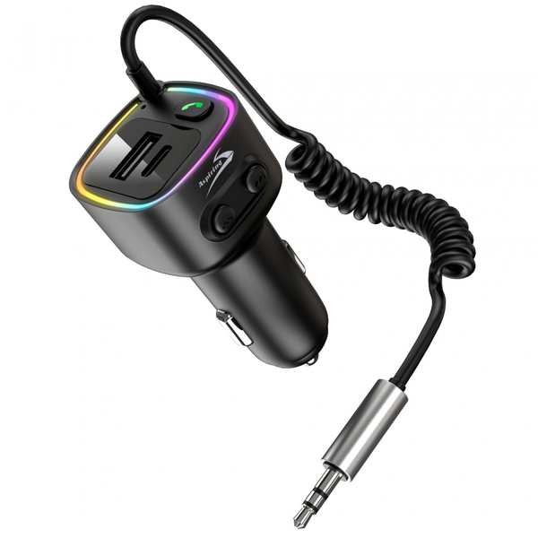 автомобильный FM-трансмиттер Aspiring Wave 7 PD 30W LED/Bluetooth/DSP/QC3.0, USB-C, 3.5мм кабель