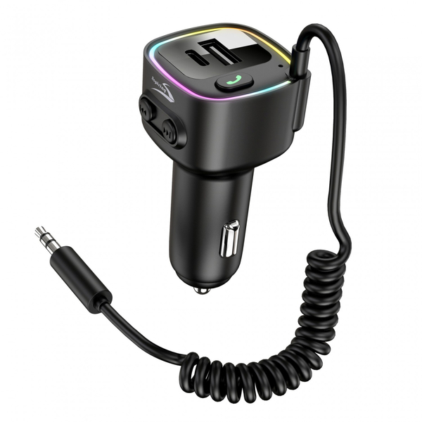 автомобильный FM-трансмиттер Aspiring Wave 7 PD 30W LED/Bluetooth/DSP/QC3.0, USB-C, 3.5мм кабель